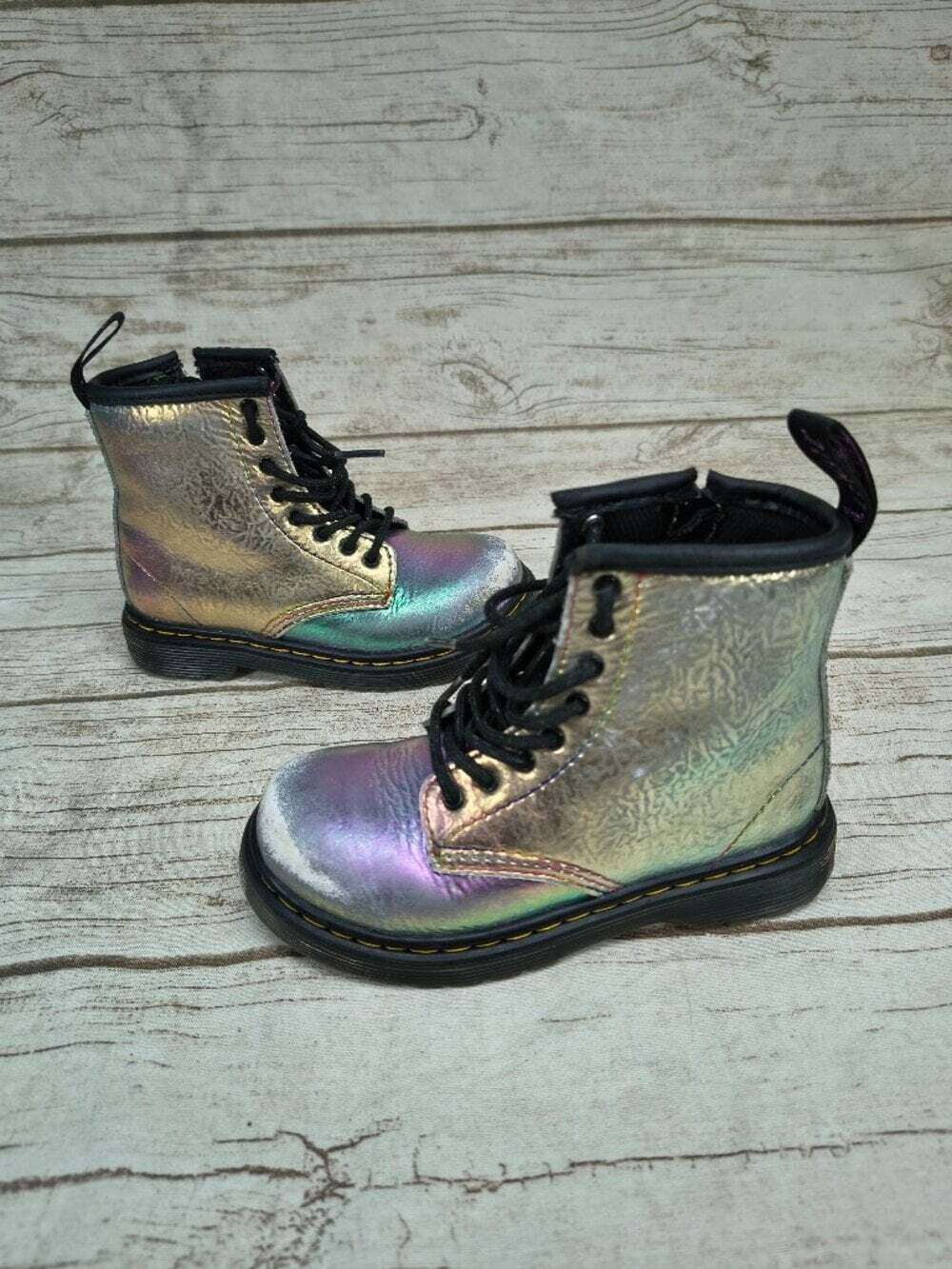 Dr Martens Iridescent Youth Zip Closure Boots Size 9